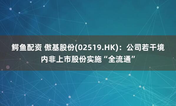 鳄鱼配资 傲基股份(02519.HK)：公司若干境内非上市股份实施“全流通”